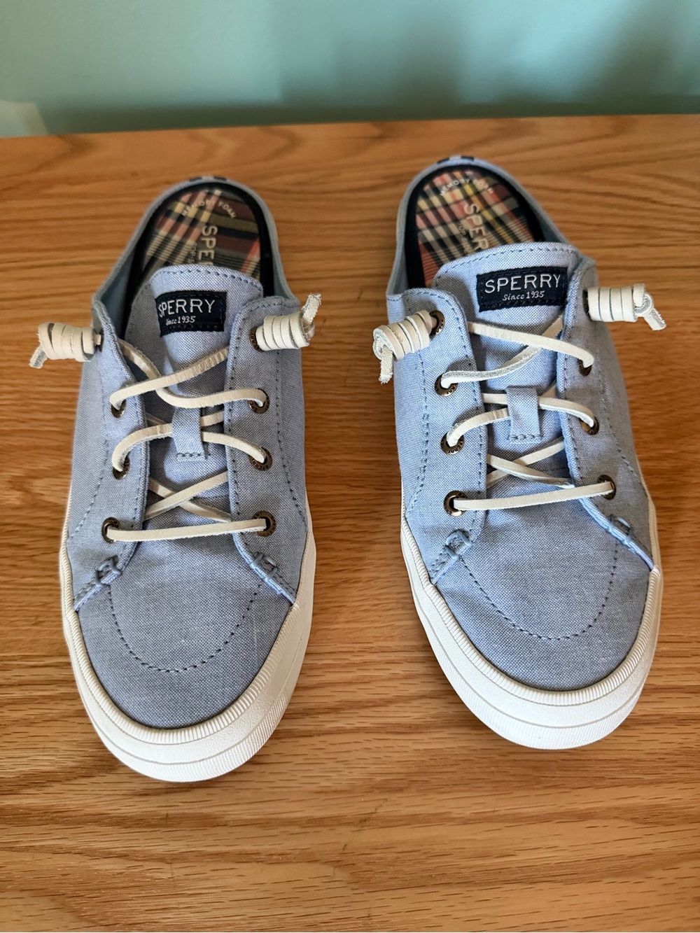 Sperry Light Blue Canvas Slip-On Boat Shoes